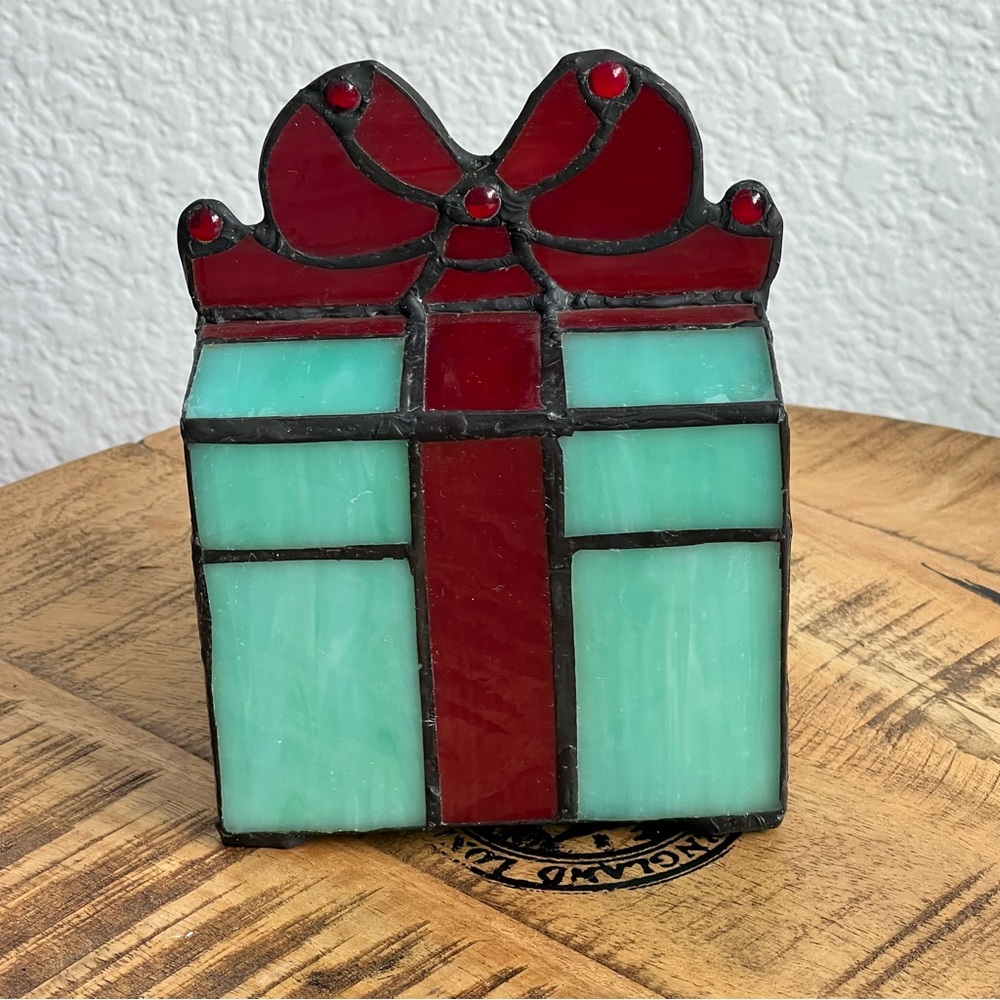 Stained Art Glass Light Holiday Gift Accent Lamp Christmas Decor River of Goods